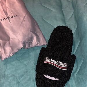 Black Bouclé Logo Slide with Red and White Accents inspired